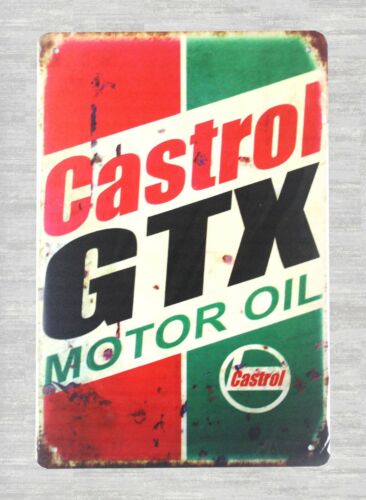 Castrol Oil Gtx - Reproduksi papan nama logam kaleng iklan